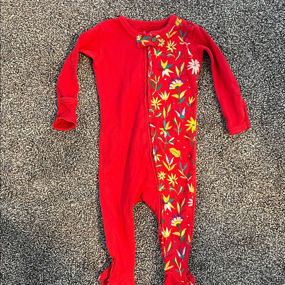 L'ovedbaby Red Floral Kids Footie
